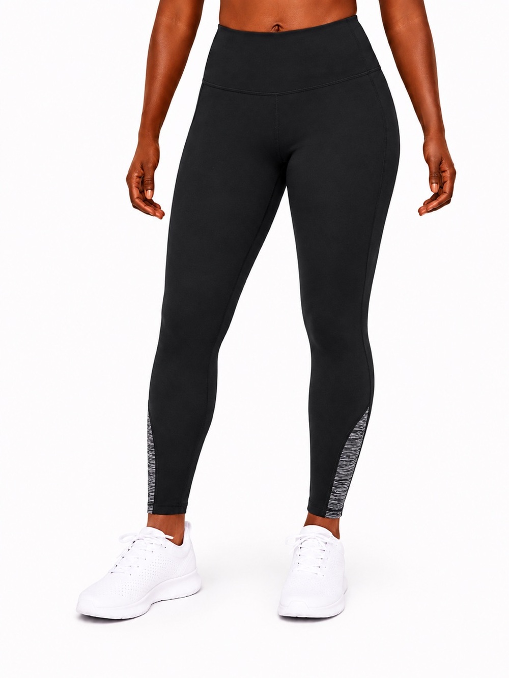 Tangerine Black Performance Leggings with Heathered Side Panels
